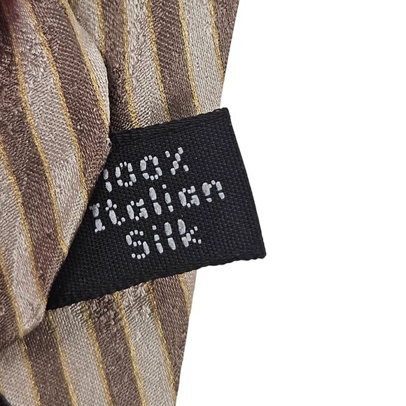 Gianfranco Ruffini Mens Necktie Italy Silk Geometric Pattern Beige Black Vintage - Picture 3 of 7